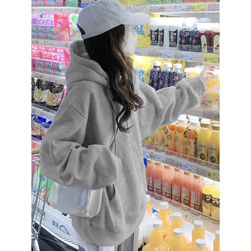 Gray Fleece-lined Hoodie Women's Korean Style Chic Lazy Autumn Winter Jacket Loose Fit round Neck Long Sleeve Cotton Polyeste...
Gray Fleece-lined Hoodie Women's Korean Style Chic Lazy Autumn Winter Jacket Loose Fit round Neck Long Sleeve Cotton Polyeste...