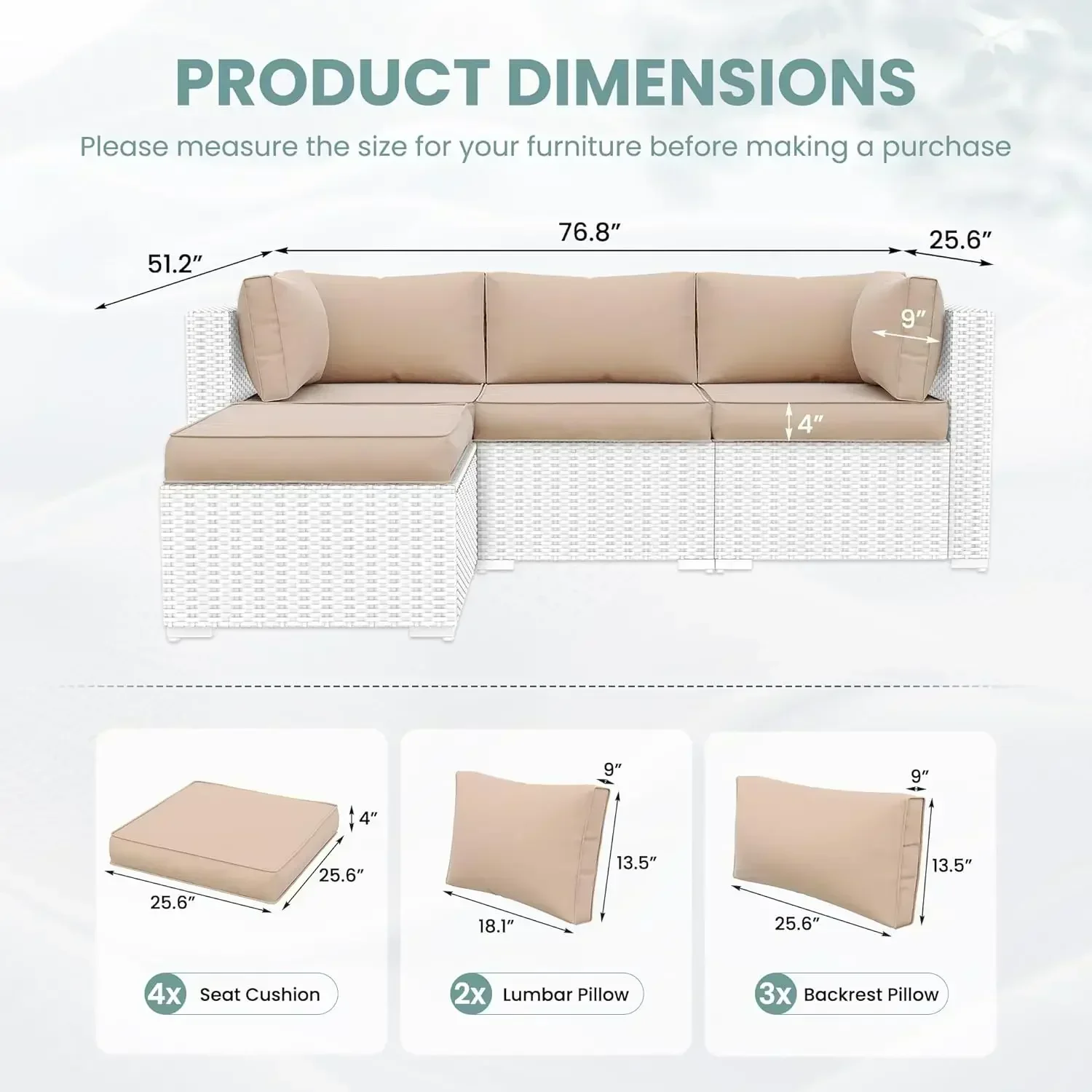 Outdoor Cushions for Patio Furniture Upgraded, Waterproof Patio Furniture Cushions Replacement, 4" Deep Seat Outdoor Se(Hot)
Outdoor Cushions for Patio Furniture Upgraded, Waterproof Patio Furniture Cushions Replacement, 4" Deep Seat Outdoor Se(Hot)