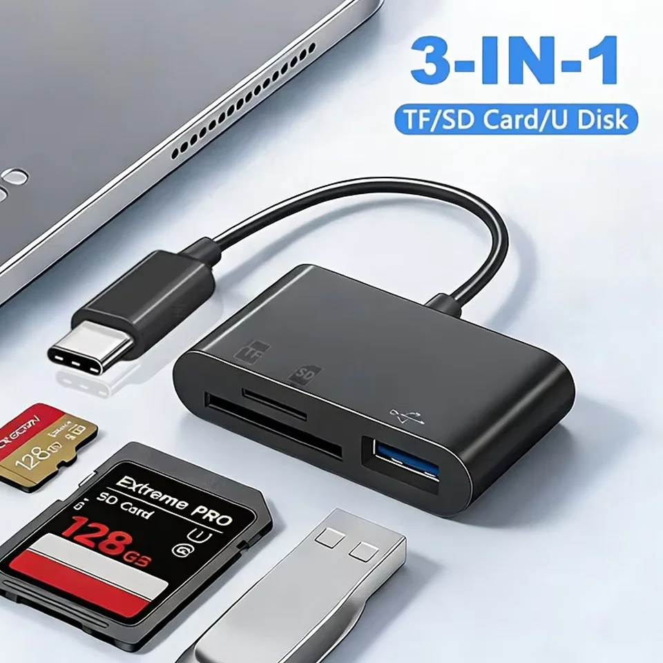 3 in 1 Card Reader Hub Adapter Type-C to TF SD USB C CardReader For IPhone MacBook Honor Samsung Memory Card Converter
3 in 1 Card Reader Hub Adapter Type-C to TF SD USB C CardReader For IPhone MacBook Honor Samsung Memory Card Converter