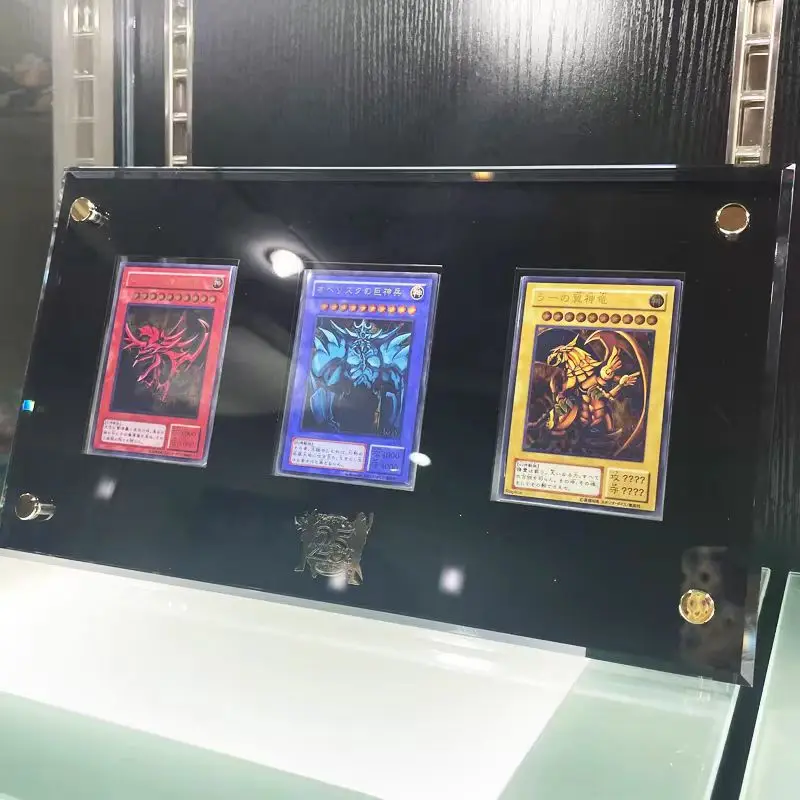 25Th Anniversary Yu-Gi-Oh Blue-Eyes White Dragon Egyptian God Acrylic Display Stand Showing Stand Set Three Frames Contain Cards
25Th Anniversary Yu-Gi-Oh Blue-Eyes White Dragon Egyptian God Acrylic Display Stand Showing Stand Set Three Frames Contain Cards