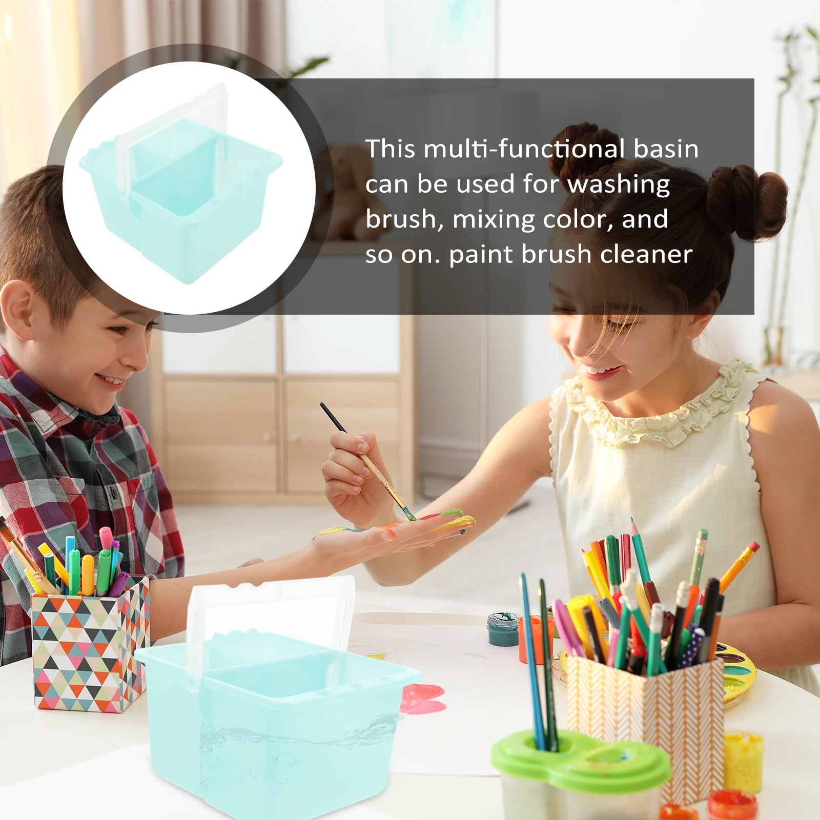 2Pcs Plastic Paint Brush Cleaner Set Wash Basin for Artists Multi-Functional Brush Washing Bucket with Handle Art Supplies
2Pcs Plastic Paint Brush Cleaner Set Wash Basin for Artists Multi-Functional Brush Washing Bucket with Handle Art Supplies