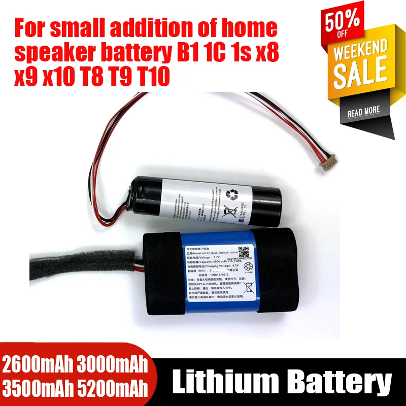 Сменный аккумулятор для небольшого дополнения аккумулятора домашнего динамика B1 1C 1s x8 x9 x10 T8 T9 T10 аудио аккумулятор
Сменный аккумулятор для небольшого дополнения аккумулятора домашнего динамика B1 1C 1s x8 x9 x10 T8 T9 T10 аудио аккумулятор