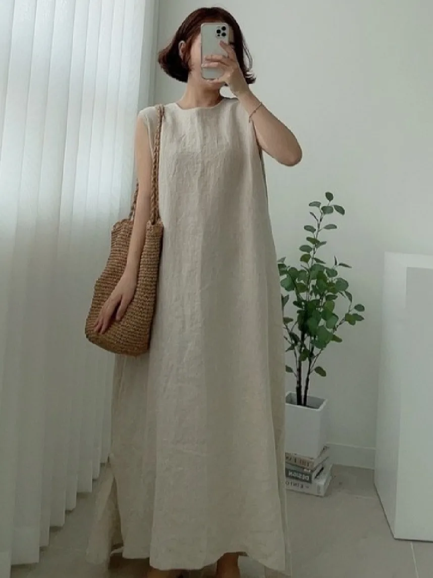 Loose Cotton Linen Svel Long Dr Korean Sle round Ne Summer New Sle Split Long Vest Dr for Women
Loose Cotton Linen Svel Long Dr Korean Sle round Ne Summer New Sle Split Long Vest Dr for Women