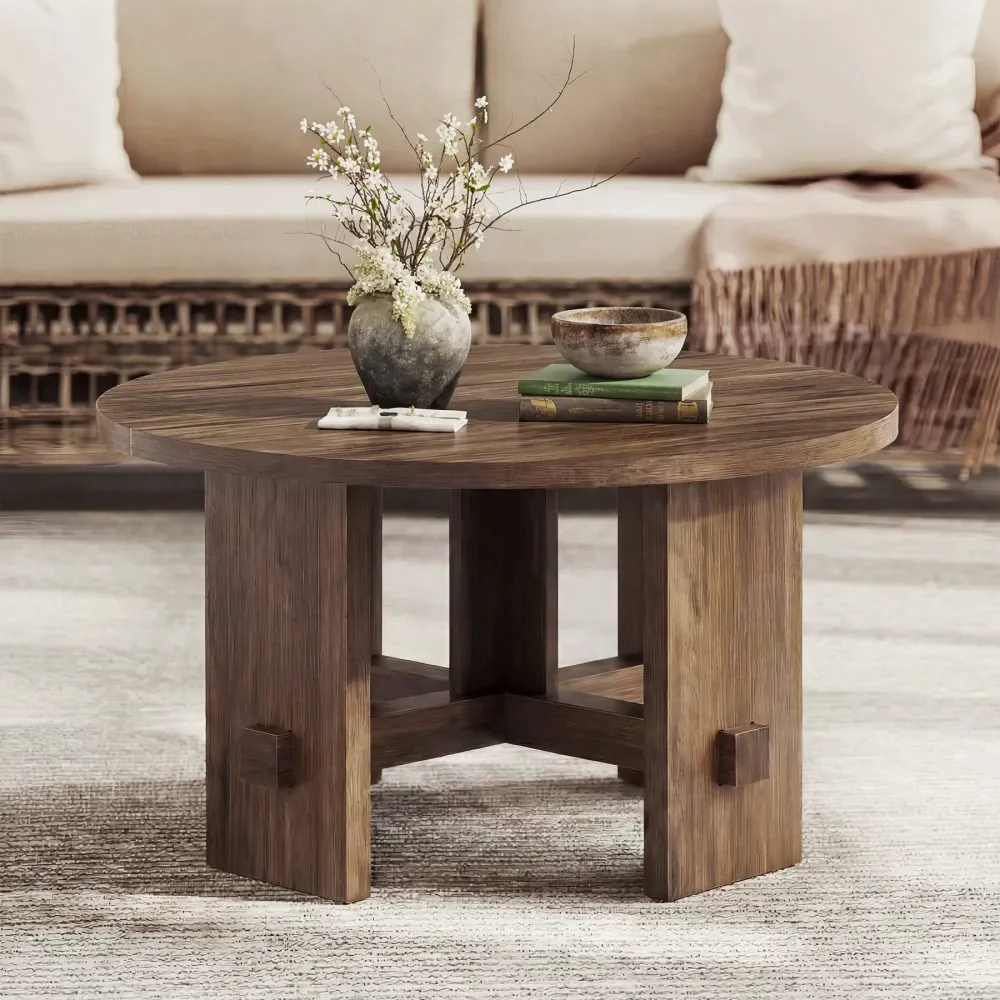 Modern Round Coffee Table, 31.5Inch Circle Wood Center Table, Farmhouse Small Living Room Table For Small Space, Easy Assembly,
Modern Round Coffee Table, 31.5Inch Circle Wood Center Table, Farmhouse Small Living Room Table For Small Space, Easy Assembly,