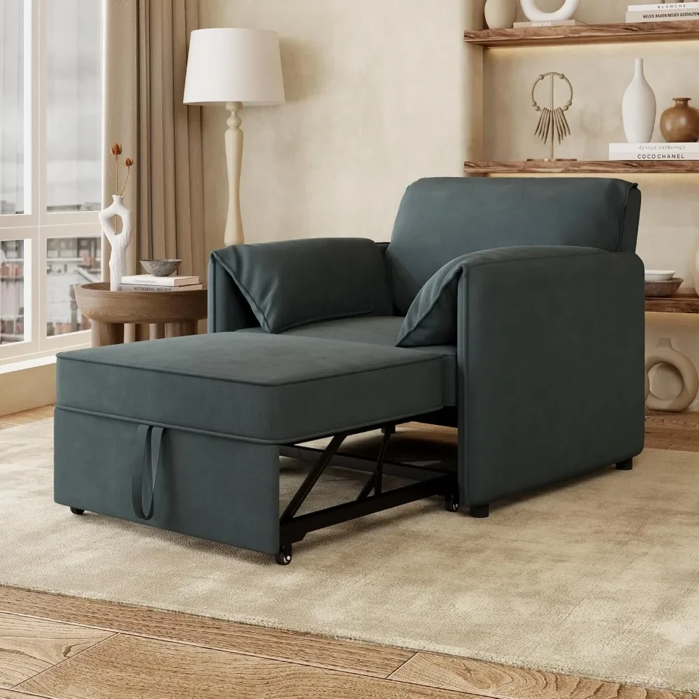 Pull-Out Sleeper Sofa Bed Chair with Reversible Backrest and Pillows, 3 in 1 Linen Foton Couch, Single Chaise Lounge
Pull-Out Sleeper Sofa Bed Chair with Reversible Backrest and Pillows, 3 in 1 Linen Foton Couch, Single Chaise Lounge
