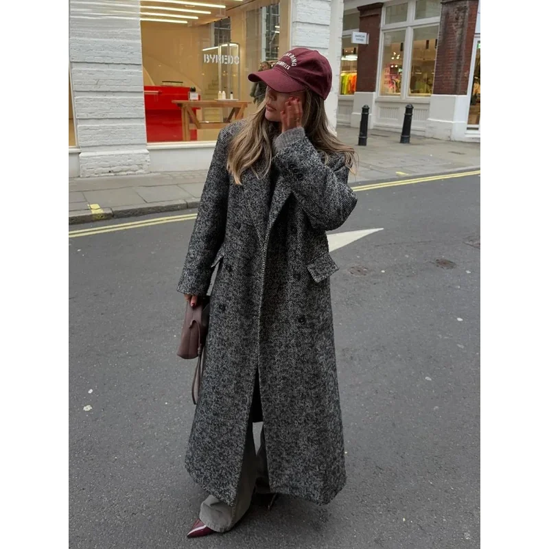 Street Ribbed Woolen Long Coat Women Elegant Double Breasted Lapel Full Sleeve Overcoat 2024 Autumn Winter New Lady Chic Outwear
Street Ribbed Woolen Long Coat Women Elegant Double Breasted Lapel Full Sleeve Overcoat 2024 Autumn Winter New Lady Chic Outwear