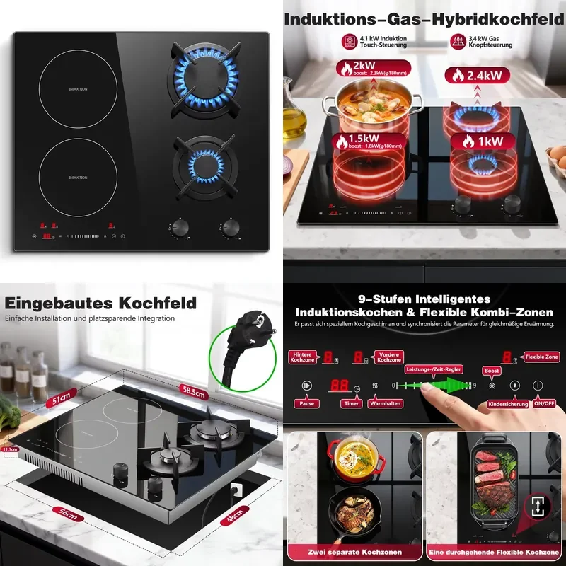 AP01 59 cm and Induction Hob Combination Built-in for 2 x Induction 4100 W with Boost and Bridge Function and 2 x
AP01 59 cm and Induction Hob Combination Built-in for 2 x Induction 4100 W with Boost and Bridge Function and 2 x