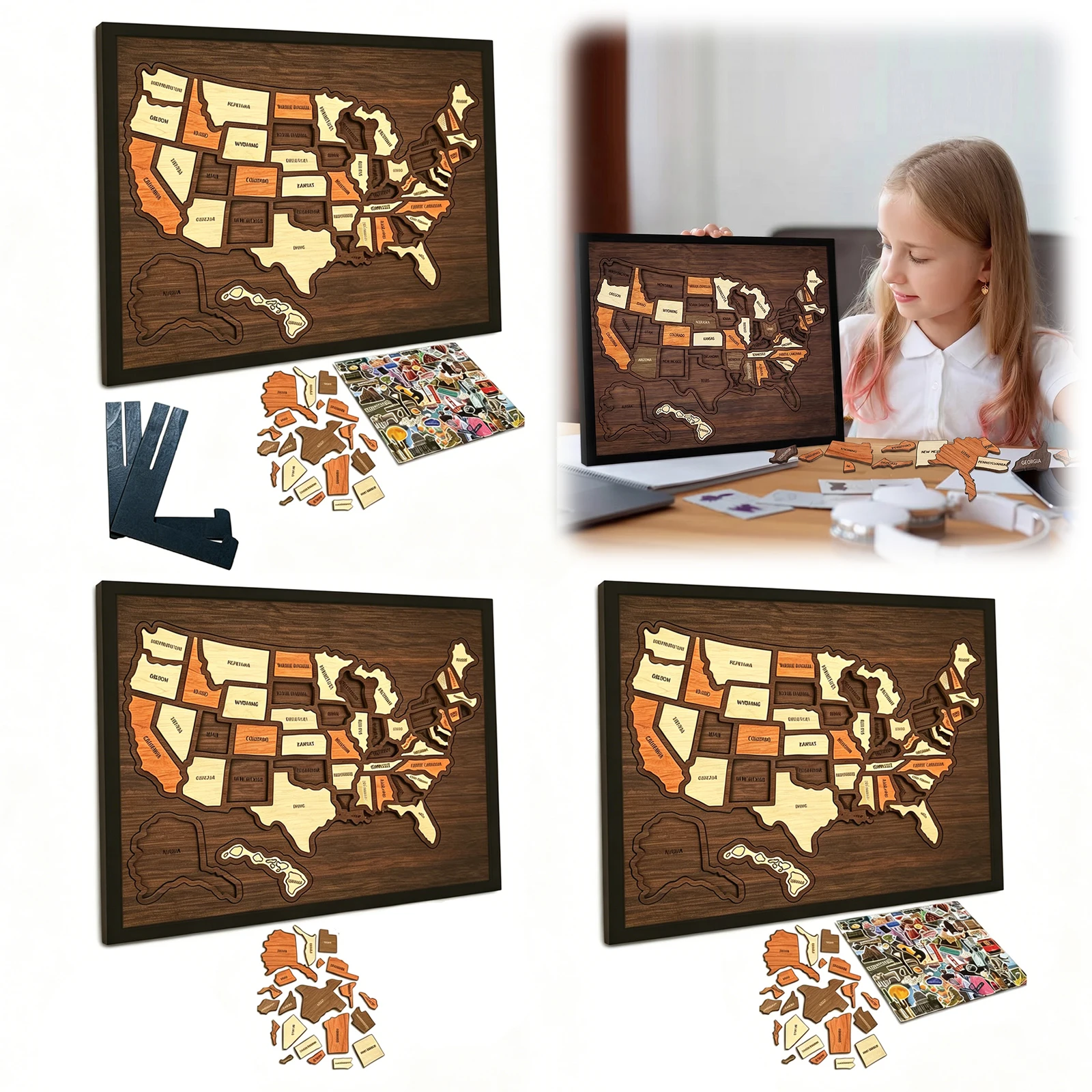 Wooden USA Maps Puzzle Reusable Landmarks Cork Travel Map Multi-Purpose Portable Wooden Puzzle for Home Decor Remarks
Wooden USA Maps Puzzle Reusable Landmarks Cork Travel Map Multi-Purpose Portable Wooden Puzzle for Home Decor Remarks