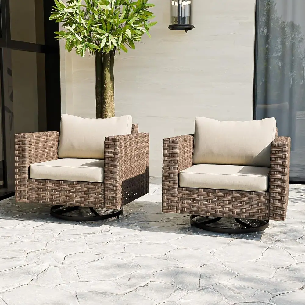Outdoor Wicker Swivel Rocker Chairs, Rattan Patio Glider Rocking Chairs, Ideal for Small Balconies, Backyard Porch, Garden, Set
Outdoor Wicker Swivel Rocker Chairs, Rattan Patio Glider Rocking Chairs, Ideal for Small Balconies, Backyard Porch, Garden, Set