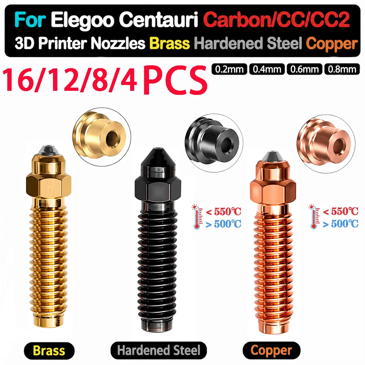 Durable Upgrade Bimetallic Nozzle, Elegoo CC/CC2 Nozzle Replacement for Elegoo Centauri Carbon Hotend 3D Printer
Durable Upgrade Bimetallic Nozzle, Elegoo CC/CC2 Nozzle Replacement for Elegoo Centauri Carbon Hotend 3D Printer