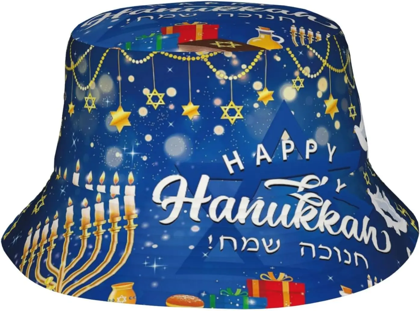Happy Hanukkah Bucket Hat Fashion Beach Sun Wide Brim Cap Outdoor Fisherman Hats for Women Men
Happy Hanukkah Bucket Hat Fashion Beach Sun Wide Brim Cap Outdoor Fisherman Hats for Women Men