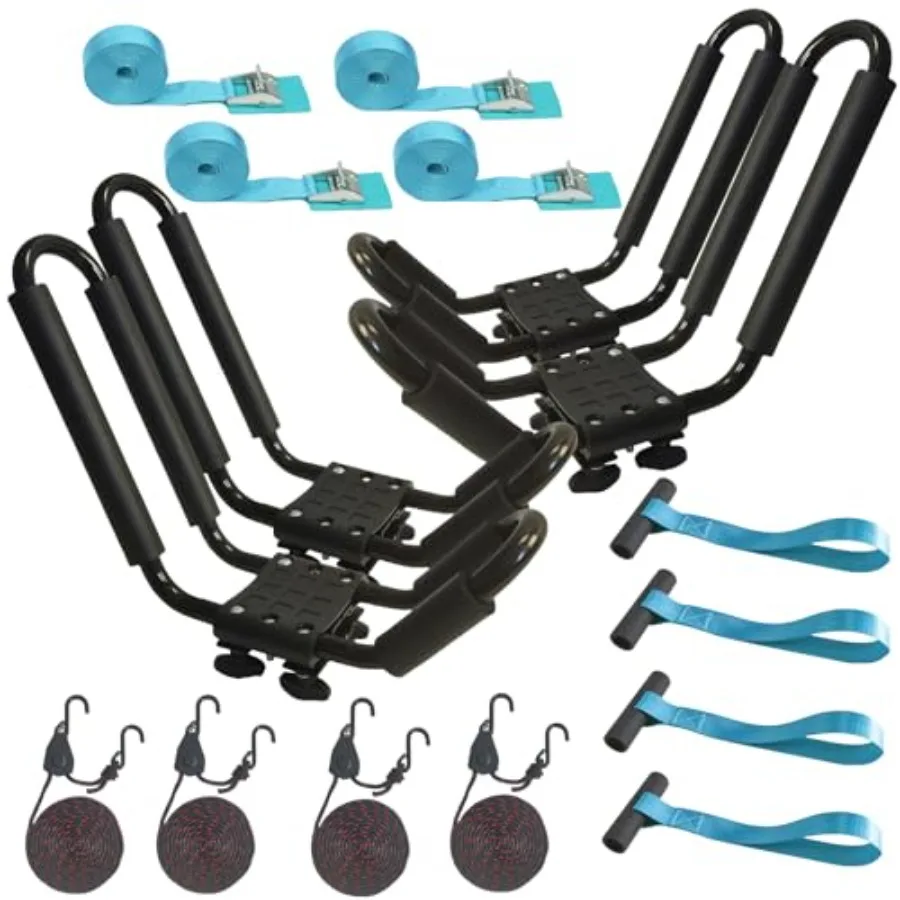 2 Pairs Heavy Duty Kayak Rack with 4 Pcs Ratchet Tie-Mount on Car Roof Top Crossbar for Easy Transport of Kayak Canoe Boat Surf
2 Pairs Heavy Duty Kayak Rack with 4 Pcs Ratchet Tie-Mount on Car Roof Top Crossbar for Easy Transport of Kayak Canoe Boat Surf