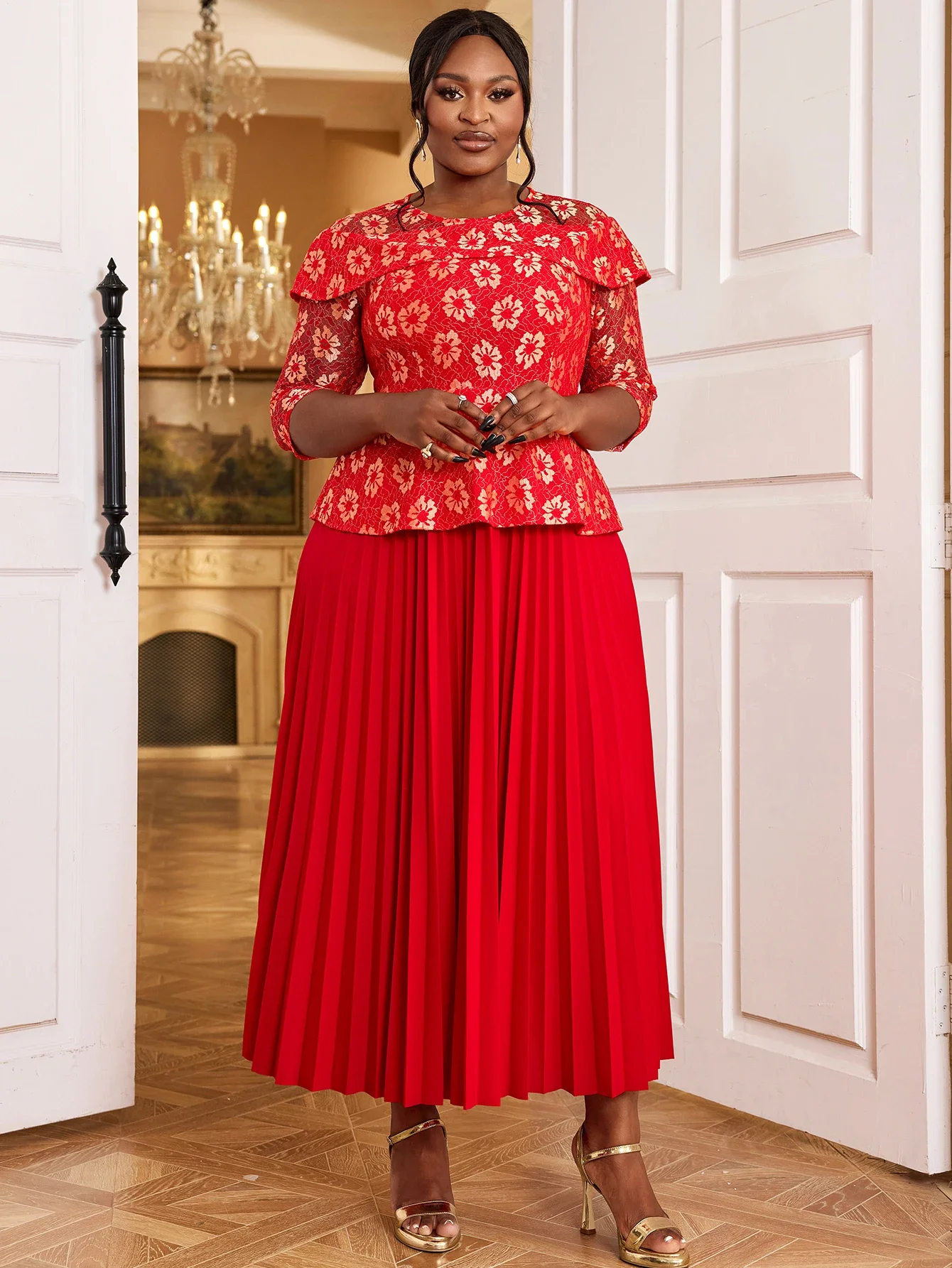 Women Retro Red Lace Floral Pleated Dress O Neck Patchwork High Waist Chic A-Line Gown Evening Celebrate Occasion Clothing 2024
Women Retro Red Lace Floral Pleated Dress O Neck Patchwork High Waist Chic A-Line Gown Evening Celebrate Occasion Clothing 2024