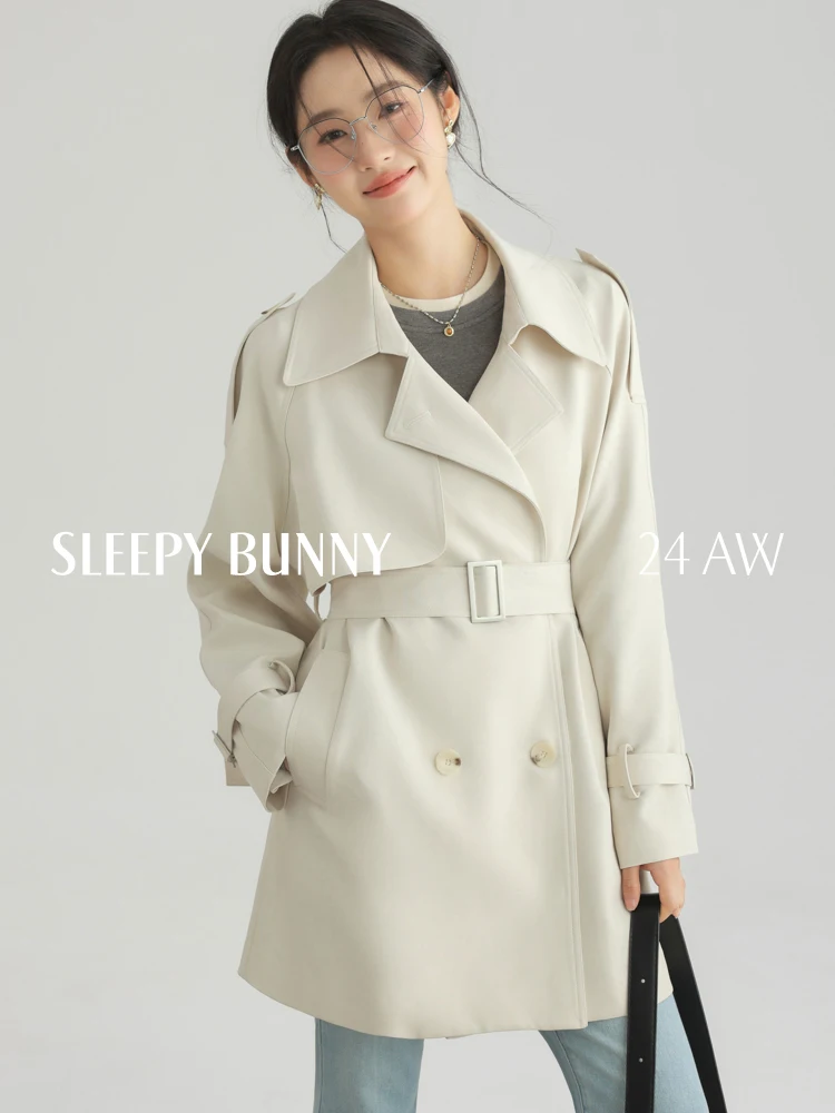 Korean Style Short Trench Coat Women Double Breasted Mid-Length Jacket Lapel Raglan Sleeves Casual Petite Outerwear Spring Fall
Korean Style Short Trench Coat Women Double Breasted Mid-Length Jacket Lapel Raglan Sleeves Casual Petite Outerwear Spring Fall