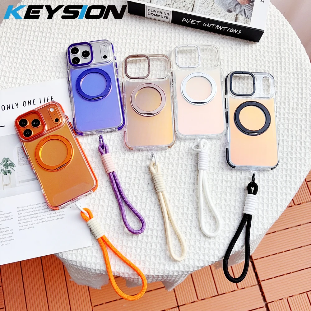 KEYSION Laser Gradient Magnetic Lanyard Phone Case for MagSafe for iPhone 17 Pro Max 17Air 360° Ring Stand Shockproof Back Cover
KEYSION Laser Gradient Magnetic Lanyard Phone Case for MagSafe for iPhone 17 Pro Max 17Air 360° Ring Stand Shockproof Back Cover