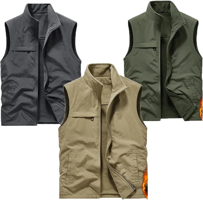 5XL Mens Double-sided Camping Vests Warm Fleece Multi-pocket Utility Casual Tactical Outerwear Outdoor Hiking Cargo Cotton Vests
5XL Mens Double-sided Camping Vests Warm Fleece Multi-pocket Utility Casual Tactical Outerwear Outdoor Hiking Cargo Cotton Vests