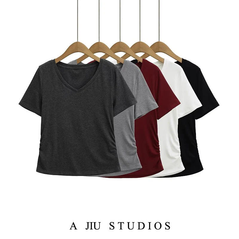 Loose V-ne ort-sved T-irt Women's Summer Lazy Versatile Pure Color Street Sle Casual Simple oulder Top
Loose V-ne ort-sved T-irt Women's Summer Lazy Versatile Pure Color Street Sle Casual Simple oulder Top