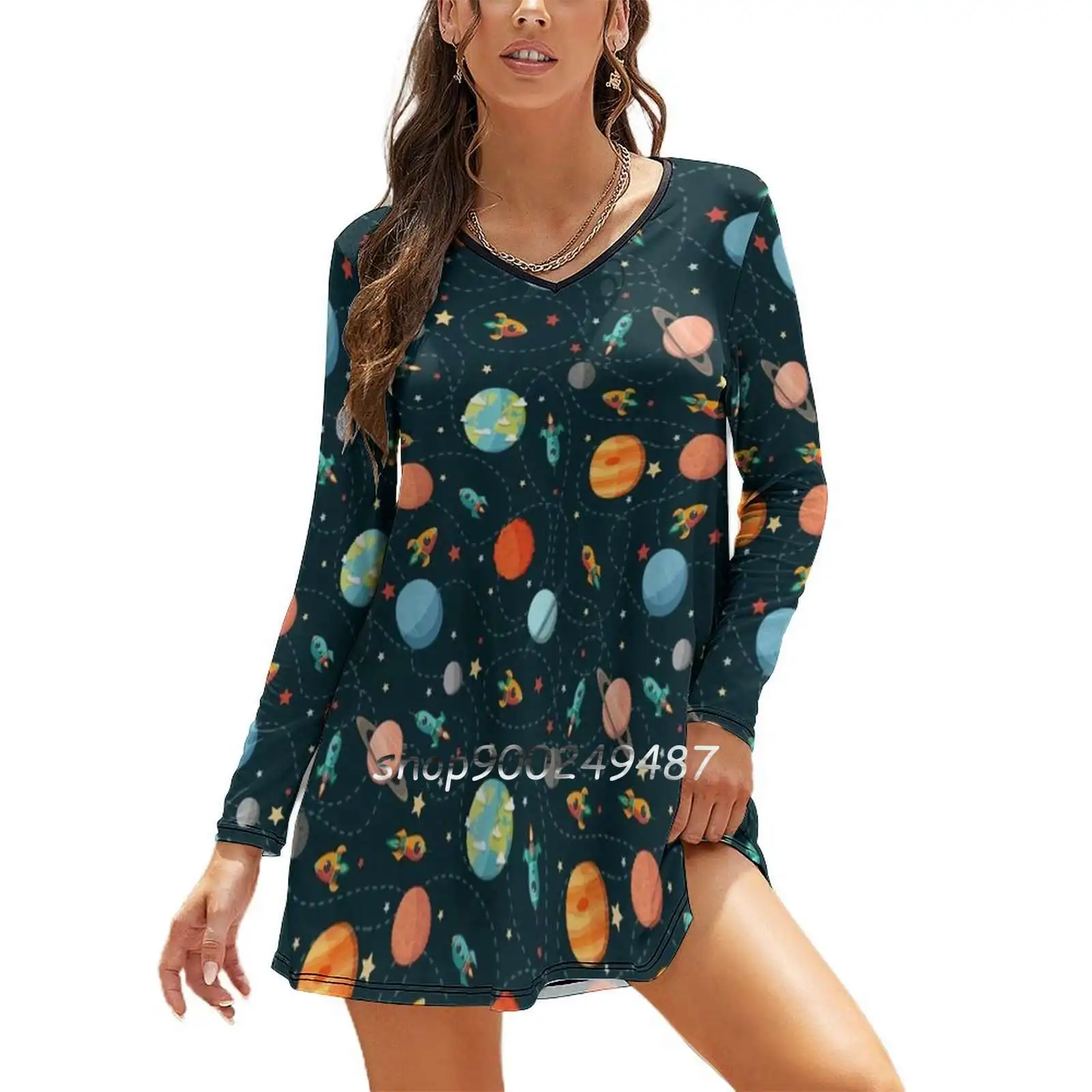 Space Adventure Women Spring Autumn Long Sleeve Dress Female Casual Dress Space Planet Cartoon Pattern Vector Earth Rocket
Space Adventure Women Spring Autumn Long Sleeve Dress Female Casual Dress Space Planet Cartoon Pattern Vector Earth Rocket