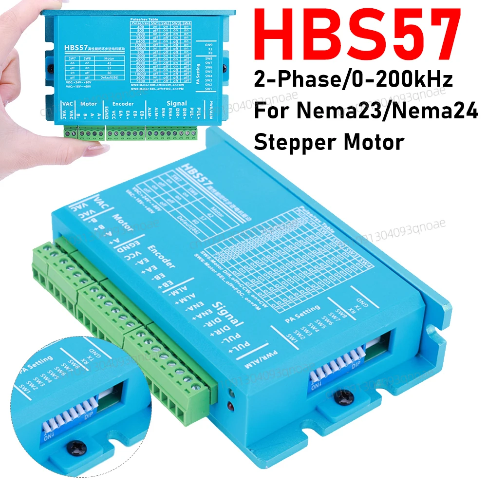 HBS57 Hybrid Servo Motor Driver AC20-80V/DC24-70V Stepper Motor Driver Controller Encoder 1000 Lines for Nema23/Nema24 Motor
HBS57 Hybrid Servo Motor Driver AC20-80V/DC24-70V Stepper Motor Driver Controller Encoder 1000 Lines for Nema23/Nema24 Motor