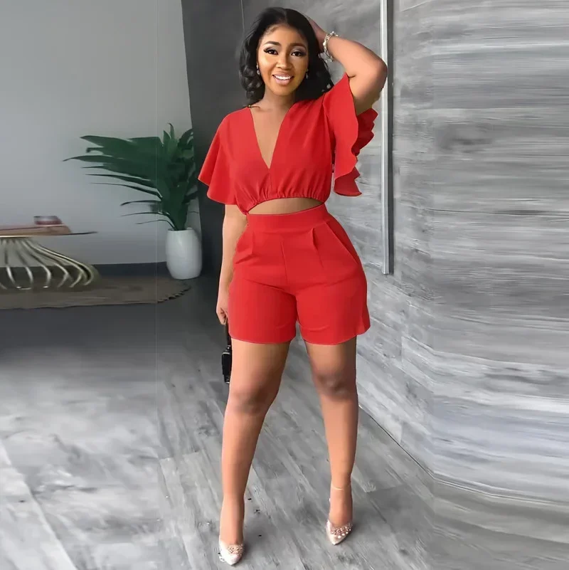 GUWU Ruffle Short Sleeve V-neck Crop Top Bodycon Shorts Two Piece Set Sexy Party Club Outfits Street Summer Women Clothing
GUWU Ruffle Short Sleeve V-neck Crop Top Bodycon Shorts Two Piece Set Sexy Party Club Outfits Street Summer Women Clothing