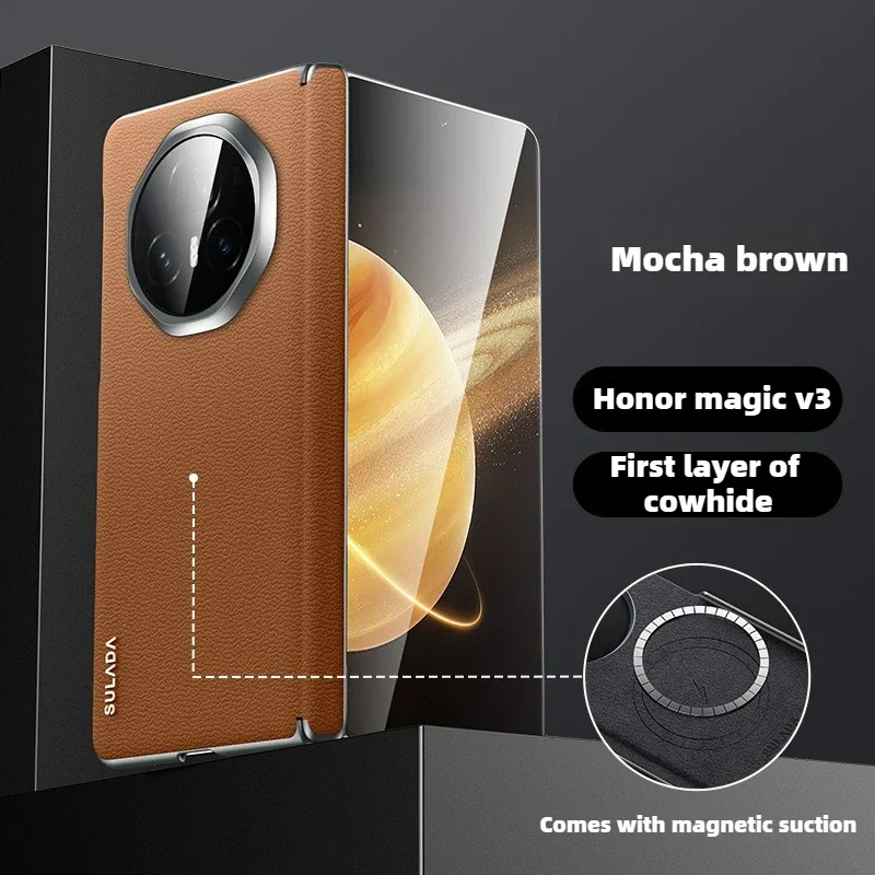 Luxury Genuine Leather Case For Honor Magic V3 Vs3 5G Folding Hinge Magnetic Wireless Charging Shockproof Case No Front Membrane
Luxury Genuine Leather Case For Honor Magic V3 Vs3 5G Folding Hinge Magnetic Wireless Charging Shockproof Case No Front Membrane