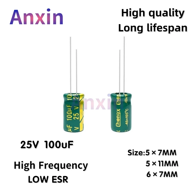 50PCS 25V100uF Aluminum Capacitor, High Frequency Low ESR 105°C Radial for Power Supply Size:5×7/5×11/6×7MM
50PCS 25V100uF Aluminum Capacitor, High Frequency Low ESR 105°C Radial for Power Supply Size:5×7/5×11/6×7MM