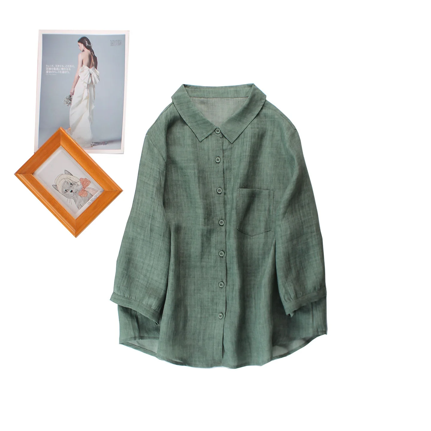 Linen Silk Breathable Shirt Loose Fit Slimming Fashionable Seven Sleeve Open Cardigan Artistic Style Casual Summer Top
Linen Silk Breathable Shirt Loose Fit Slimming Fashionable Seven Sleeve Open Cardigan Artistic Style Casual Summer Top