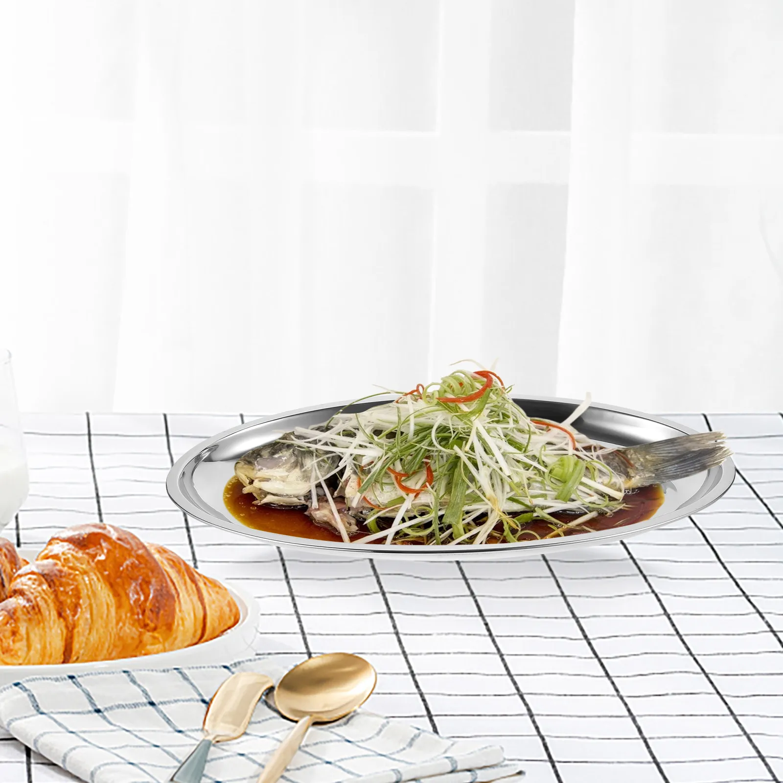 Овальная сервировочная тарелка из нержавеющей стали, термостойкая, для морепродуктов, мяса, закусок, для вечеринок
Овальная сервировочная тарелка из нержавеющей стали, термостойкая, для морепродуктов, мяса, закусок, для вечеринок