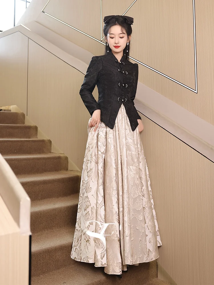 Ele Bla Long Sve Women's Dr for Year End Par Ball Gown Sle High Waist Floor Length Polyester Fabric
Ele Bla Long Sve Women's Dr for Year End Par Ball Gown Sle High Waist Floor Length Polyester Fabric