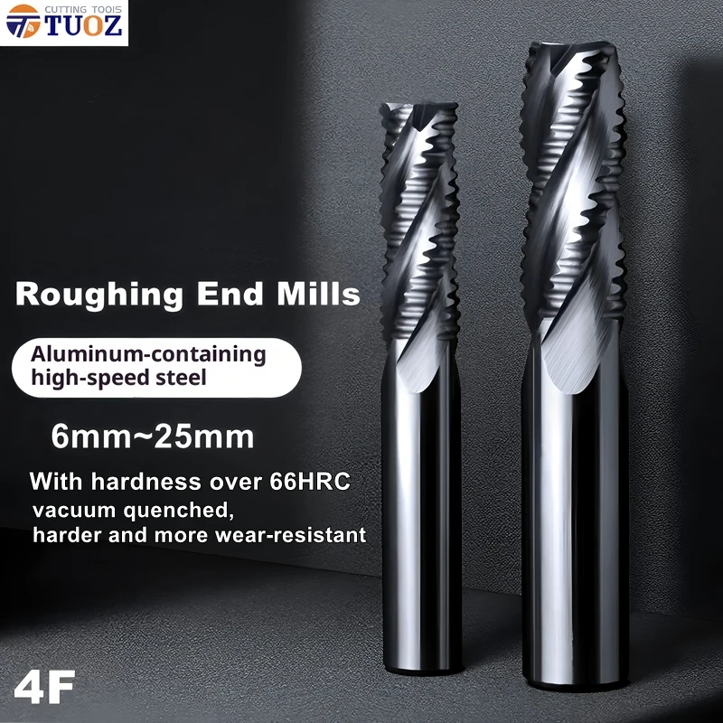 TUOZ HSS Cutting Rough End Milling 4 Flute 6 8 10 12 16 18 20mm Carbide Tool White Steel Aluminum Brass Stainless Steel Cutter
TUOZ HSS Cutting Rough End Milling 4 Flute 6 8 10 12 16 18 20mm Carbide Tool White Steel Aluminum Brass Stainless Steel Cutter