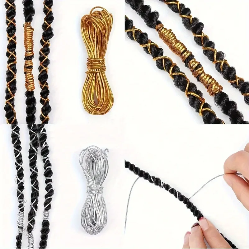 5pcs Gold Silver Dreadlock Braided Thin Rope Fashion Hair Weaving Cord Diy Hairstyle Styling Accessories for Women Party Daily
5pcs Gold Silver Dreadlock Braided Thin Rope Fashion Hair Weaving Cord Diy Hairstyle Styling Accessories for Women Party Daily