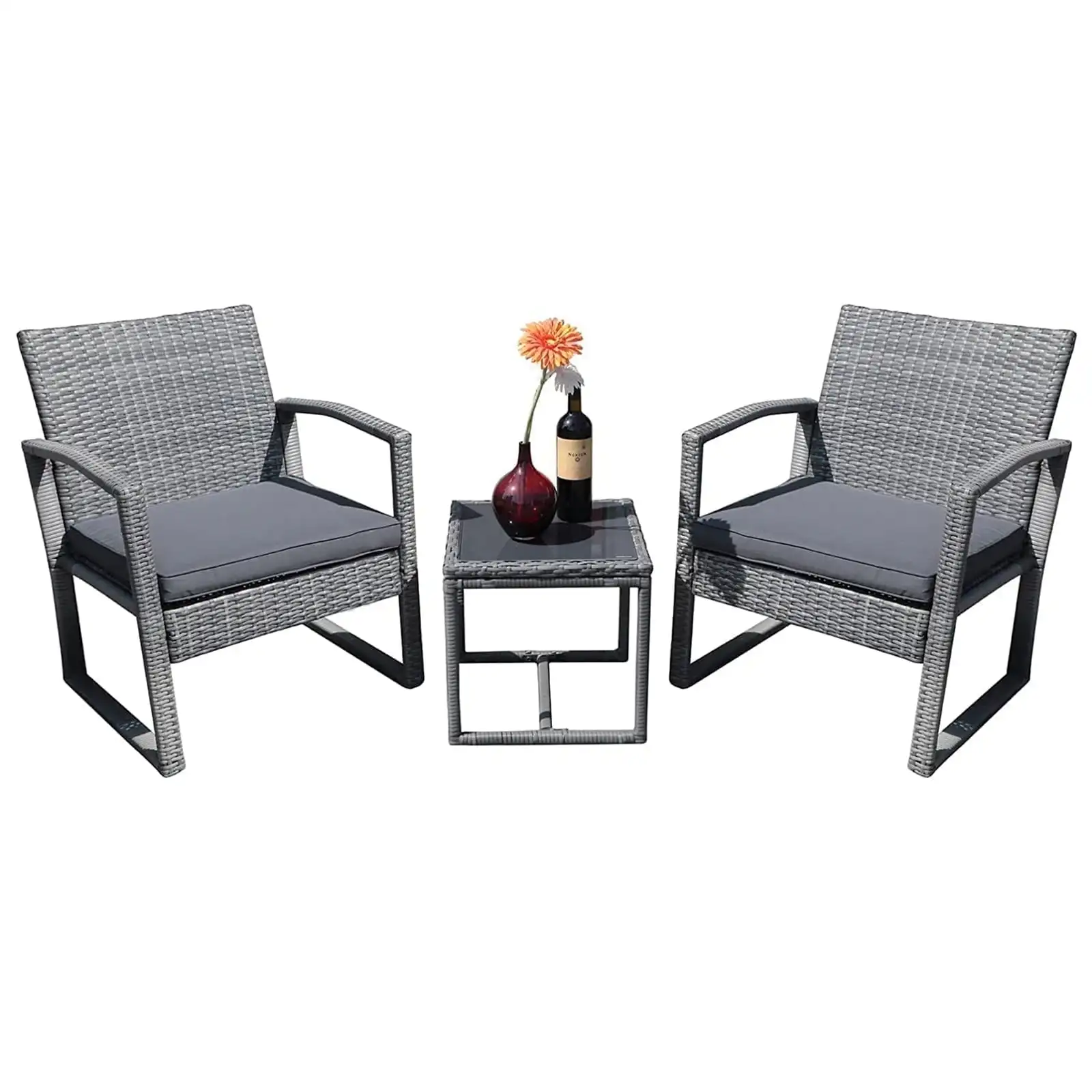 3 Pieces Patio Furniture Set, Outdoor Wicker Conversation Set, Patio Rattan Chair Set with Coffee Table, Modern Bistro Set
3 Pieces Patio Furniture Set, Outdoor Wicker Conversation Set, Patio Rattan Chair Set with Coffee Table, Modern Bistro Set