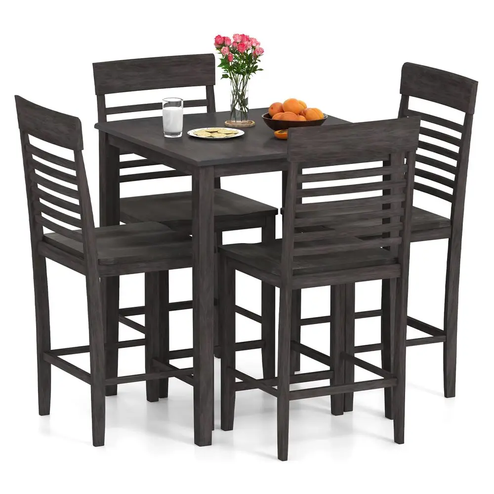 5Piece Dining Table Set for 4, CounterHeight Square Kitchen Table and Chairs Set with Rubber Wood Frame, Curved Back, Footrest,
5Piece Dining Table Set for 4, CounterHeight Square Kitchen Table and Chairs Set with Rubber Wood Frame, Curved Back, Footrest,