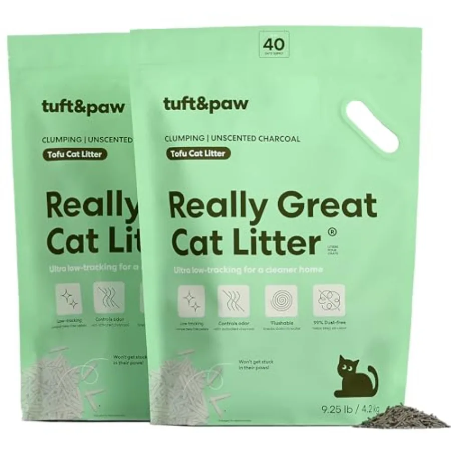 Tuft and Paw Really Great Cat Litter, Ultra Low Tracking Tofu Cat Litter, Clumping, Flushable, Odor Control, Dust-Free, - 9.25l
Tuft and Paw Really Great Cat Litter, Ultra Low Tracking Tofu Cat Litter, Clumping, Flushable, Odor Control, Dust-Free, - 9.25l
