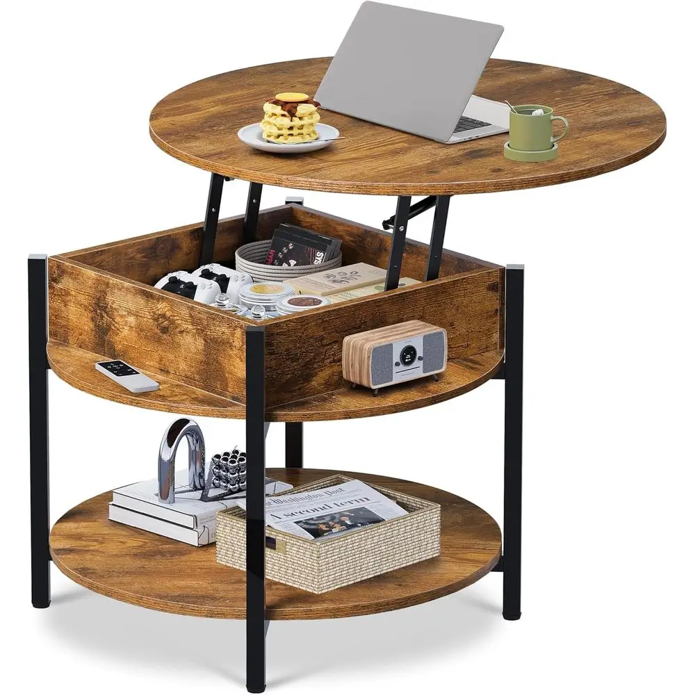 Storage Shelf Coffee Table with Hidden Compartment, 2-Tier for Living Room and Home Office, Rustic Brown
Storage Shelf Coffee Table with Hidden Compartment, 2-Tier for Living Room and Home Office, Rustic Brown