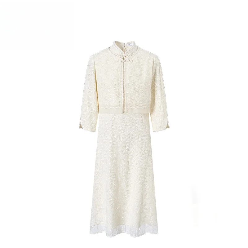 New Chinese Style Women's Qipao Set Two-Piece Set Spring Season Button Elegant Dress Stand Collar Midi Length Seven Sleeve
New Chinese Style Women's Qipao Set Two-Piece Set Spring Season Button Elegant Dress Stand Collar Midi Length Seven Sleeve