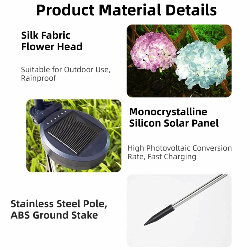 Realistic LED Hydrangea Lights Simulated Flower Decorative Lighting Solar Embroidered Flower Lamp Waterproof Ground Mounted
Realistic LED Hydrangea Lights Simulated Flower Decorative Lighting Solar Embroidered Flower Lamp Waterproof Ground Mounted