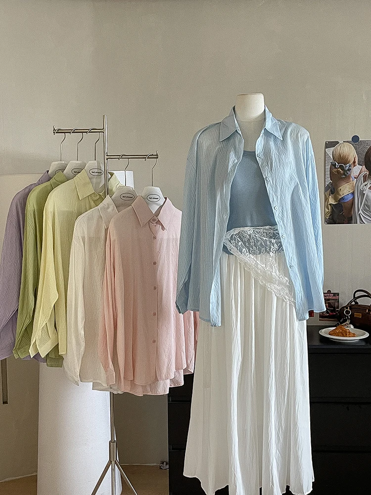 Wedbleser Solid Sunscreen Textured Shirt Women Clothing Summer 2025 New Style Loose Fashionable Versatile Top Trend
Wedbleser Solid Sunscreen Textured Shirt Women Clothing Summer 2025 New Style Loose Fashionable Versatile Top Trend