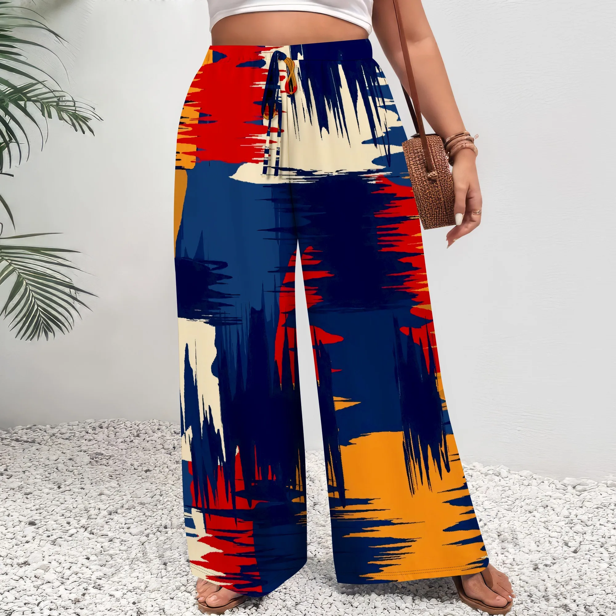 Plus Size Women's Wide Leg Pants Colorful Abstract Brush Stroke Print High Waist Loose Summer Casual Trousers
Plus Size Women's Wide Leg Pants Colorful Abstract Brush Stroke Print High Waist Loose Summer Casual Trousers