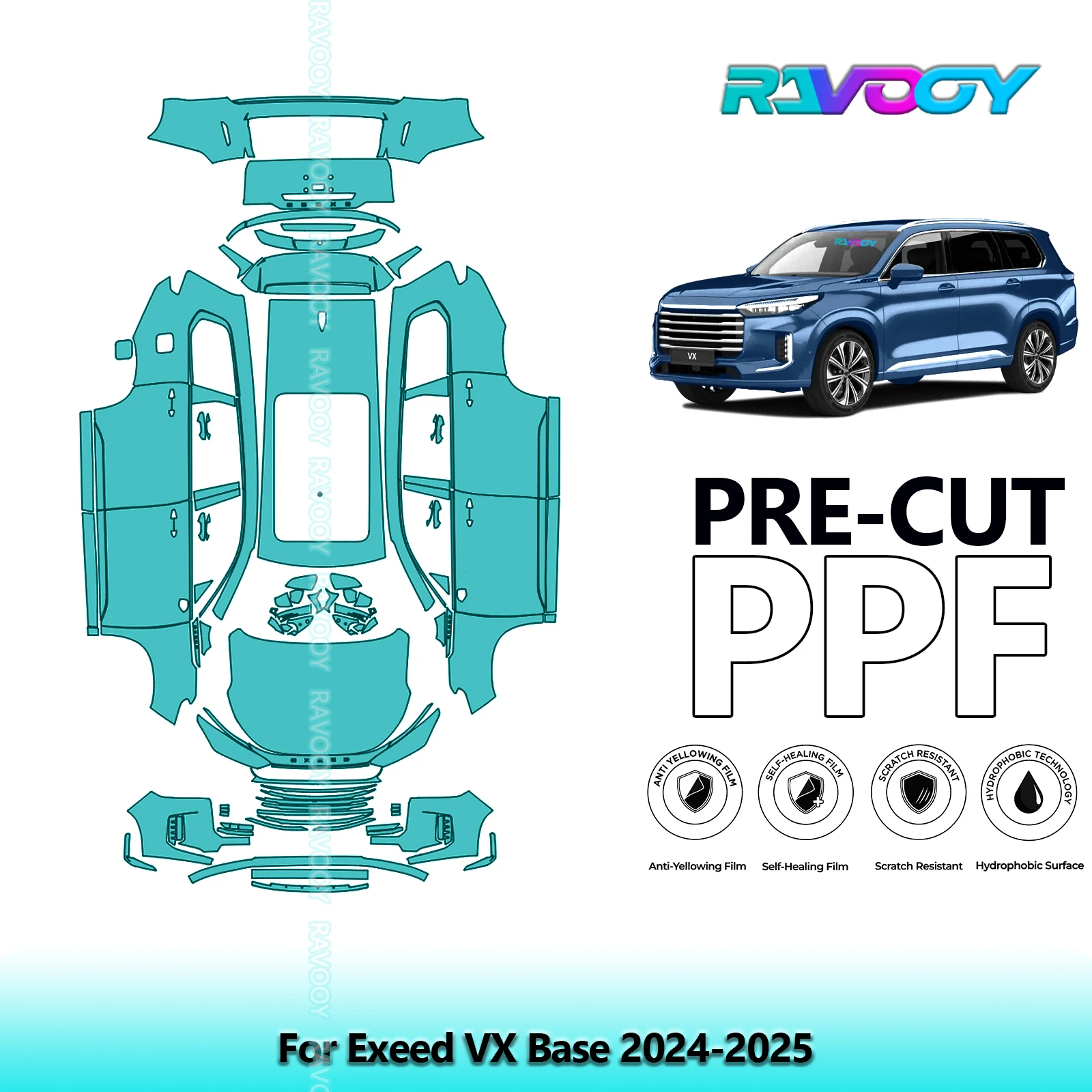 Full Vehicle Clear Bra Precut PPF Paint Protection Film For Exeed VX Base 2024-2025
Full Vehicle Clear Bra Precut PPF Paint Protection Film For Exeed VX Base 2024-2025