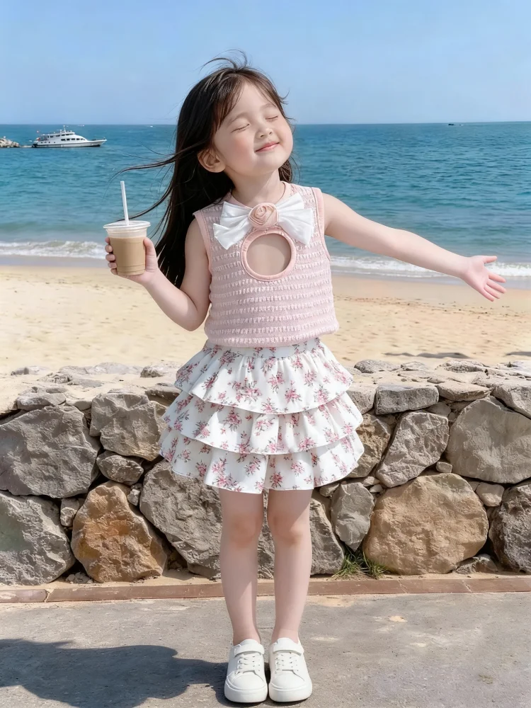 Girls Summer Outfit 2026 New Korean Style Hollow Knot Vest Floral Short Skirt Two Piece Set Breathable Short Sleeve
Girls Summer Outfit 2026 New Korean Style Hollow Knot Vest Floral Short Skirt Two Piece Set Breathable Short Sleeve