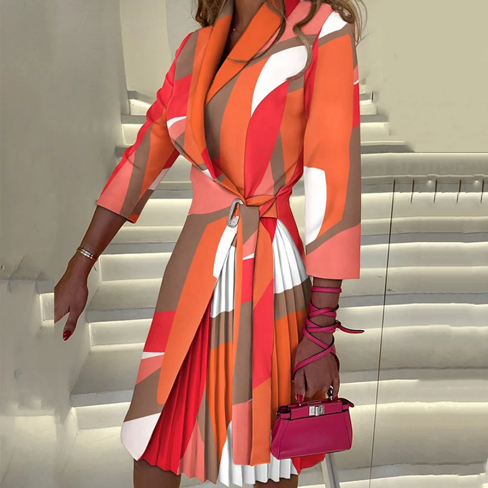 Women Autumn 2024 Fashion Patchwork Pleated Dress Elegant 3/4 Sleeve Lapel Lace-Up Dress Temperament Slim Korean Ladies Dresses
Women Autumn 2024 Fashion Patchwork Pleated Dress Elegant 3/4 Sleeve Lapel Lace-Up Dress Temperament Slim Korean Ladies Dresses