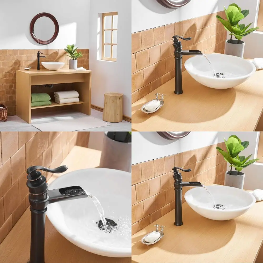Oil Rubbed Bronze Single Hole Waterfall Faucet with Pop-Up Drain for Rustic Black Bathroom Sink, No Overflow
Oil Rubbed Bronze Single Hole Waterfall Faucet with Pop-Up Drain for Rustic Black Bathroom Sink, No Overflow