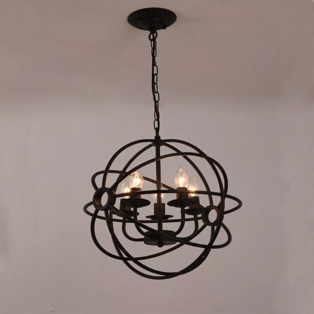 Metal Chandelier Light, Globe Cage Ceiling Pendant Lamp, Round Hanging Fixture, Black Metal Orb Ceiling Light
Metal Chandelier Light, Globe Cage Ceiling Pendant Lamp, Round Hanging Fixture, Black Metal Orb Ceiling Light