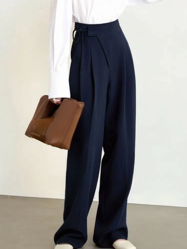 High Waist Asymmetric Bow Tie Suit Pants Casual Slim Straight Leg Long Pants French Sle Simple Pure Color ket Detail
High Waist Asymmetric Bow Tie Suit Pants Casual Slim Straight Leg Long Pants French Sle Simple Pure Color ket Detail