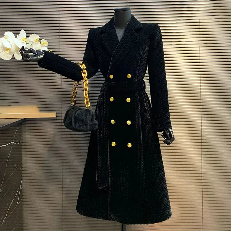 High End Woolen Coat For Women 2025 Winter New Black Velvet Cotton Shoulder Mid-Length Slimming Warm Temperament Overcoat Female
High End Woolen Coat For Women 2025 Winter New Black Velvet Cotton Shoulder Mid-Length Slimming Warm Temperament Overcoat Female