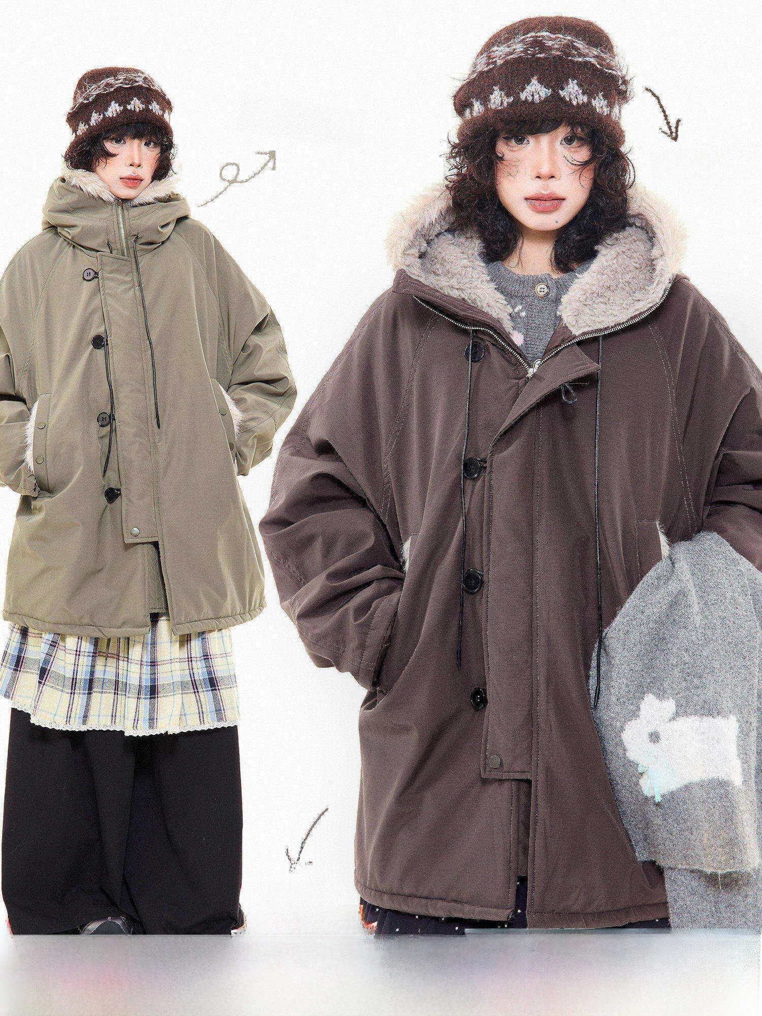 Thiened Retro American Sle Women's Cotton Jaet with Fur Collar Medium Length Loose Fit Warm Outerwear for Winter
Thiened Retro American Sle Women's Cotton Jaet with Fur Collar Medium Length Loose Fit Warm Outerwear for Winter