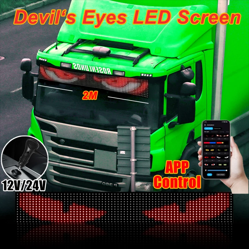 Devil's Eyes Truck Автомобильная светодиодная панель Экран Свет APP Control DIY Анимация 12 В/24 В Светодиодный экран 2 м для лобового стекла автомобиля грузовика
Devil's Eyes Truck Автомобильная светодиодная панель Экран Свет APP Control DIY Анимация 12 В/24 В Светодиодный экран 2 м для лобового стекла автомобиля грузовика
