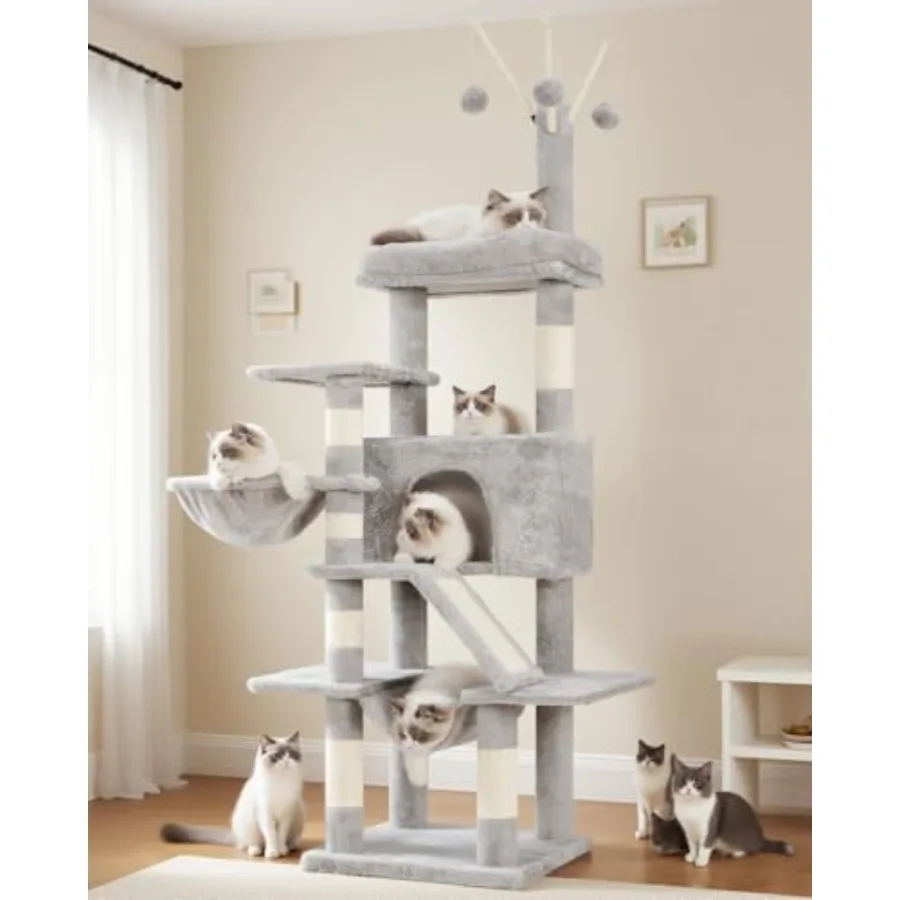 Cat Tree Multi-Level Cat Tower for Indoor Cats Cat Condo with Cat Scratching Post and Board Cat Hammock Light Gray GCT011W
Cat Tree Multi-Level Cat Tower for Indoor Cats Cat Condo with Cat Scratching Post and Board Cat Hammock Light Gray GCT011W