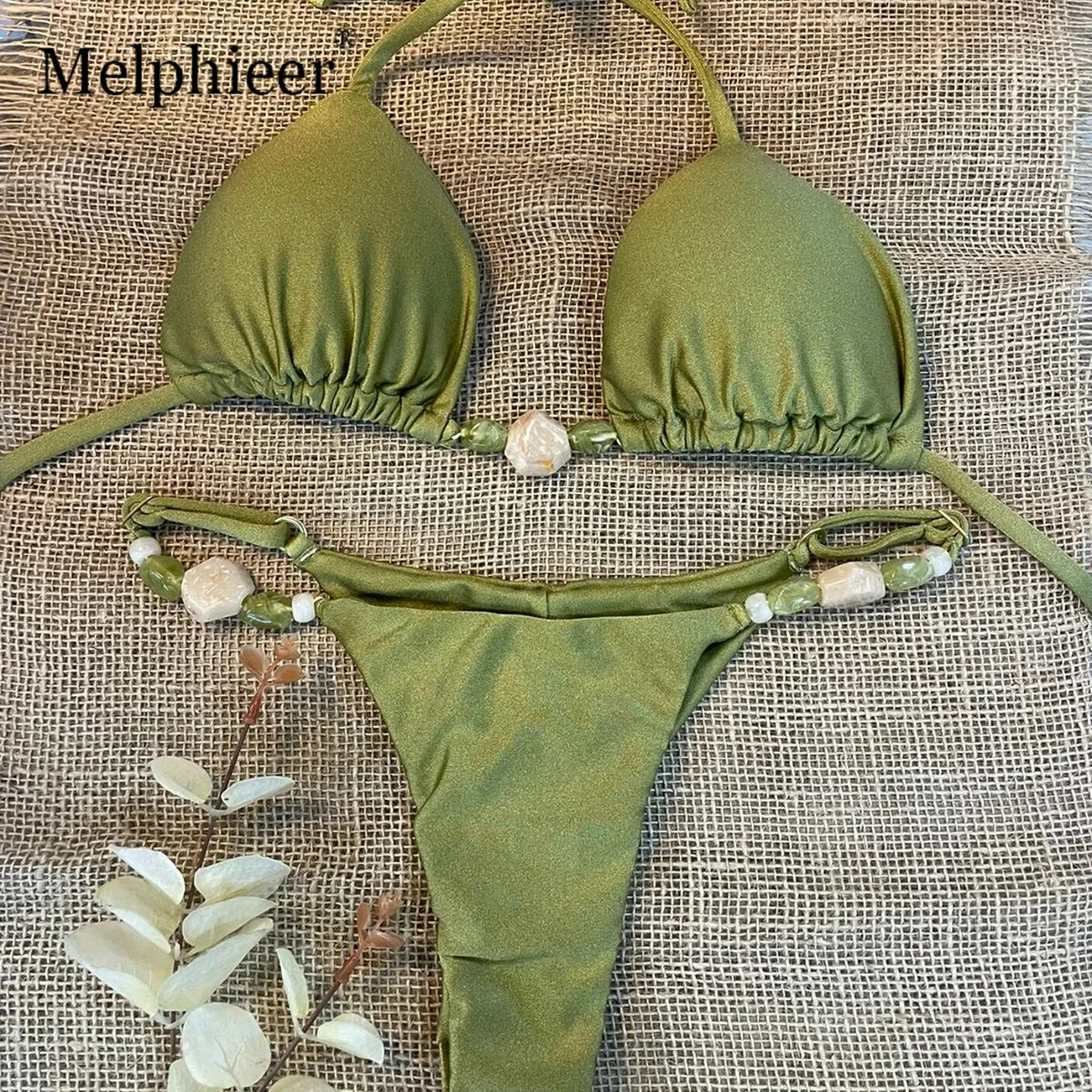 Melphieer Women's Ties Bikini Sets Green and Chocolate Brazilian Two Piece Swimsuits Natural Stones Bathing Suits Vacay Outfits
Melphieer Women's Ties Bikini Sets Green and Chocolate Brazilian Two Piece Swimsuits Natural Stones Bathing Suits Vacay Outfits